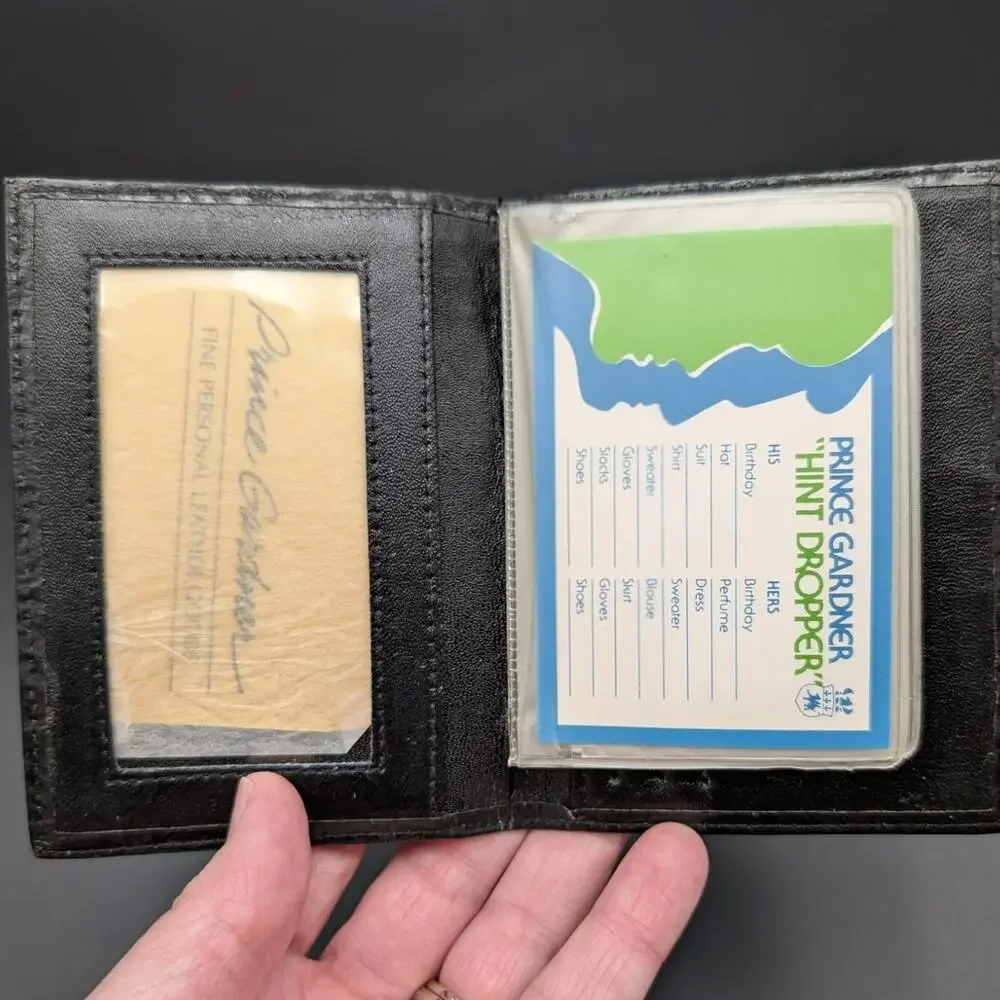 Vintage Prince Gardner Wallet Mens Black Leather Bi-Fold Billfold Preppy Casual